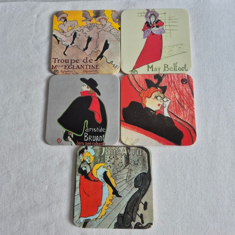 Italia Coasters Set 5 Toulouse-Lautrec French Art Nouveau Decor Multicolor OS